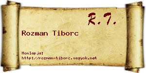Rozman Tiborc névjegykártya